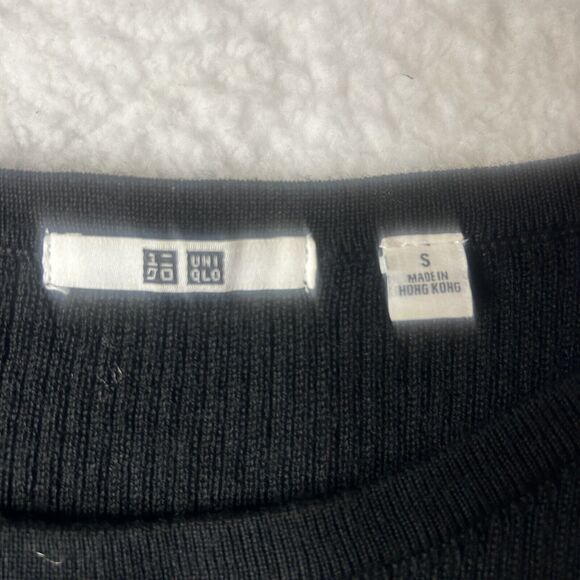 Uniqlo Women’s S Black Sweater Dress Knit Midi Goth Stretch Casual Wool Blend - Picture 4 of 9